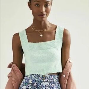 Maeve Anthropologie Chic Mint Green Knit Crop Top